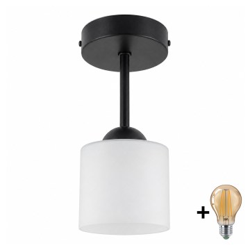 BRILAGI - LED ytmonterad taklampa RETRO GLASS 1xE27/60W/230V Ø 10 cm svart/vit