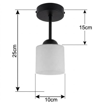 BRILAGI - LED ytmonterad taklampa RETRO GLASS 1xE27/60W/230V Ø 10 cm svart/vit