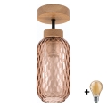 BRILAGI - LED Ytmonterad taklampa RETRO GLASS 1xE27/60W/230V Ø 14 cm ek/rökbrun