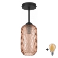 BRILAGI - LED ytmonterad taklampa RETRO GLASS 1xE27/60W/230V Ø 14 cm svart/rökbrun