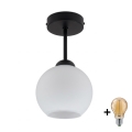 BRILAGI - LED ytmonterad taklampa RETRO GLASS 1xE27/60W/230V Ø 15 cm svart/vit