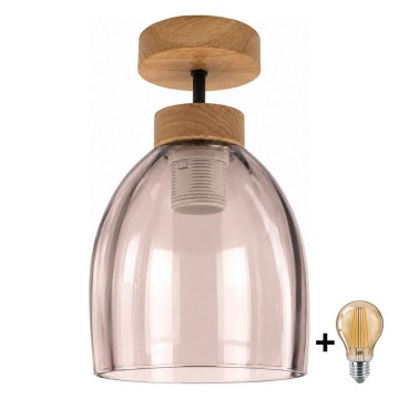 BRILAGI - LED ytmonterad taklampa RETRO GLASS 1xE27/60W/230V Ø 17 cm ek/rökbeige