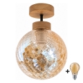 BRILAGI - LED ytmonterad taklampa RETRO GLASS 1xE27/60W/230V Ø 17 cm ek/rökbeige