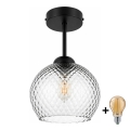 BRILAGI - LED ytmonterad taklampa RETRO GLASS 1xE27/60W/230V Ø 18 cm svart/rökgrå