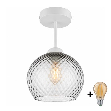 BRILAGI - LED ytmonterad taklampa RETRO GLASS 1xE27/60W/230V Ø 18 cm vit/rökgrå