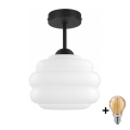 BRILAGI - LED ytmonterad taklampa RETRO GLASS 1xE27/60W/230V Ø 20 cm svart/vit