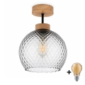 BRILAGI - LED ytmonterad taklampa RETRO GLASS 1xE27/60W/230V Ø 25 cm ek/rökgrå