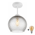 BRILAGI - LED ytmonterad taklampa RETRO GLASS 1xE27/60W/230V Ø 25 cm vit/rökgrå