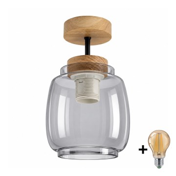 BRILAGI - LED Ytmonterad taklampa RETRO GLASS 1xE27/60W/230V Ø 26 cm ek/rökgrå