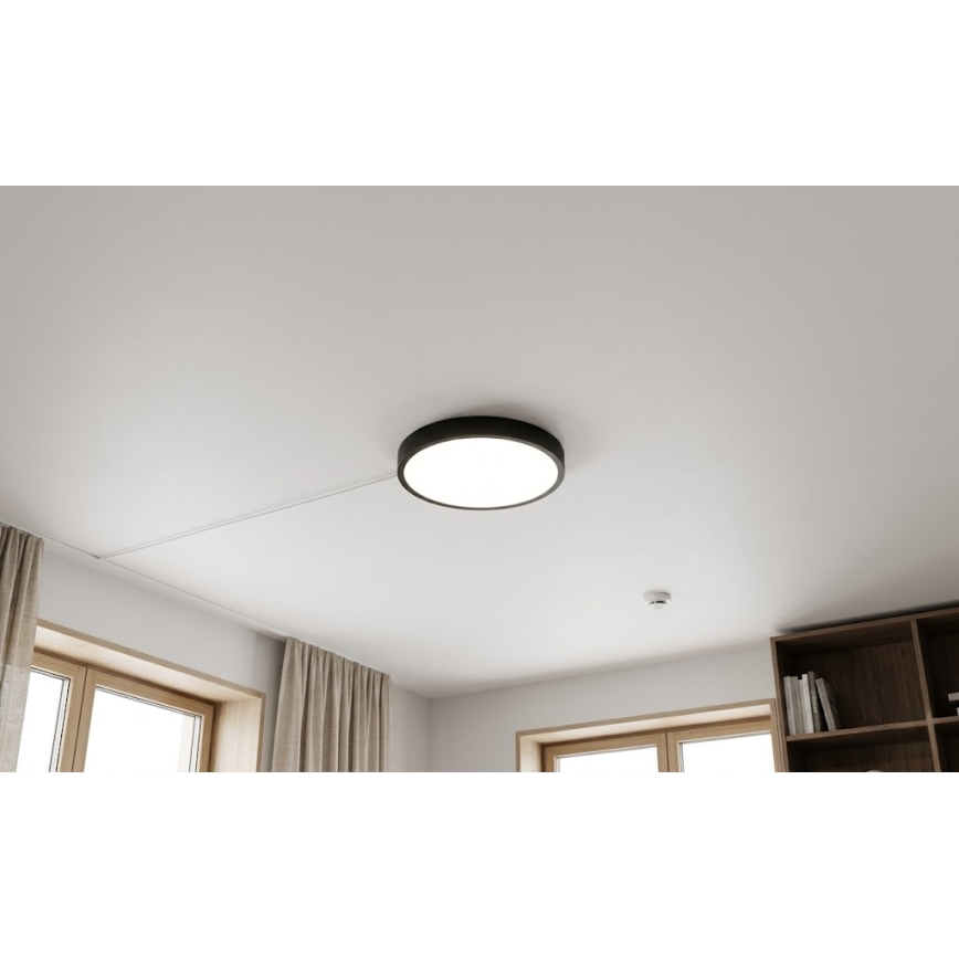 BRILAGI - LED badrumstaklampa med sensor ZENNA LED/18W/230V Ø 29,5 cm IP44 svart + fjärrkontroll