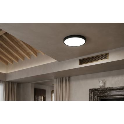 BRILAGI - LED badrumstaklampa med sensor ZENNA LED/18W/230V Ø 29,5 cm IP44 svart + fjärrkontroll