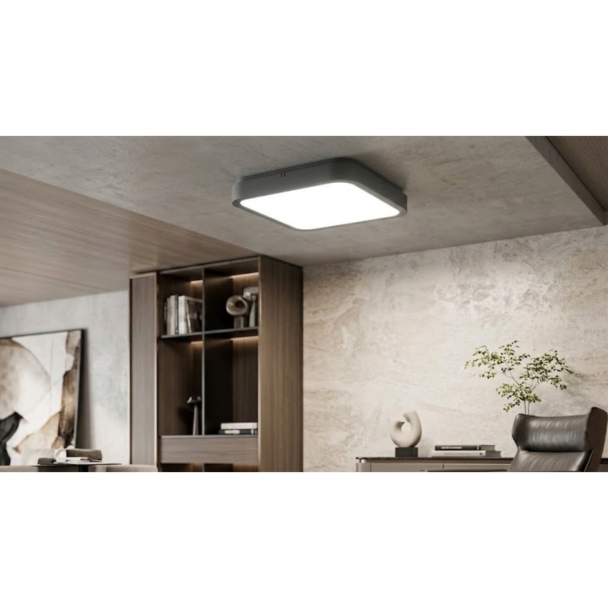 BRILAGI - LED-badrumsarmatur med sensor ZENNA LED/18W/230V 28,5x28,5 cm IP44 antracit + fjärrkontroll