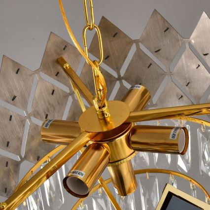 Brilagi - Ljuskrona med kedja CRISTAL 5xE14/40W/230V Ø 38 cm guld/svart