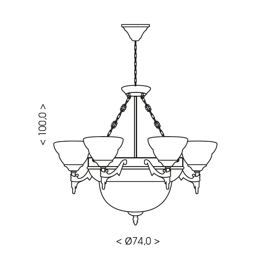 Brilagi - Ljuskrona med kedja DAHLIA 9xE27/40W/230V Ø 74 cm mässing