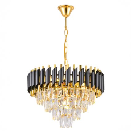 Brilagi - Ljuskrona med kedja ECLIPSE, 7 x E14, 10 W, 230 V, Ø 48 cm, svart/guld
