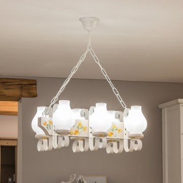 Brilagi - Ljuskrona med kedja QUEEN 6xE14/40W/230V bok/krämfärgad