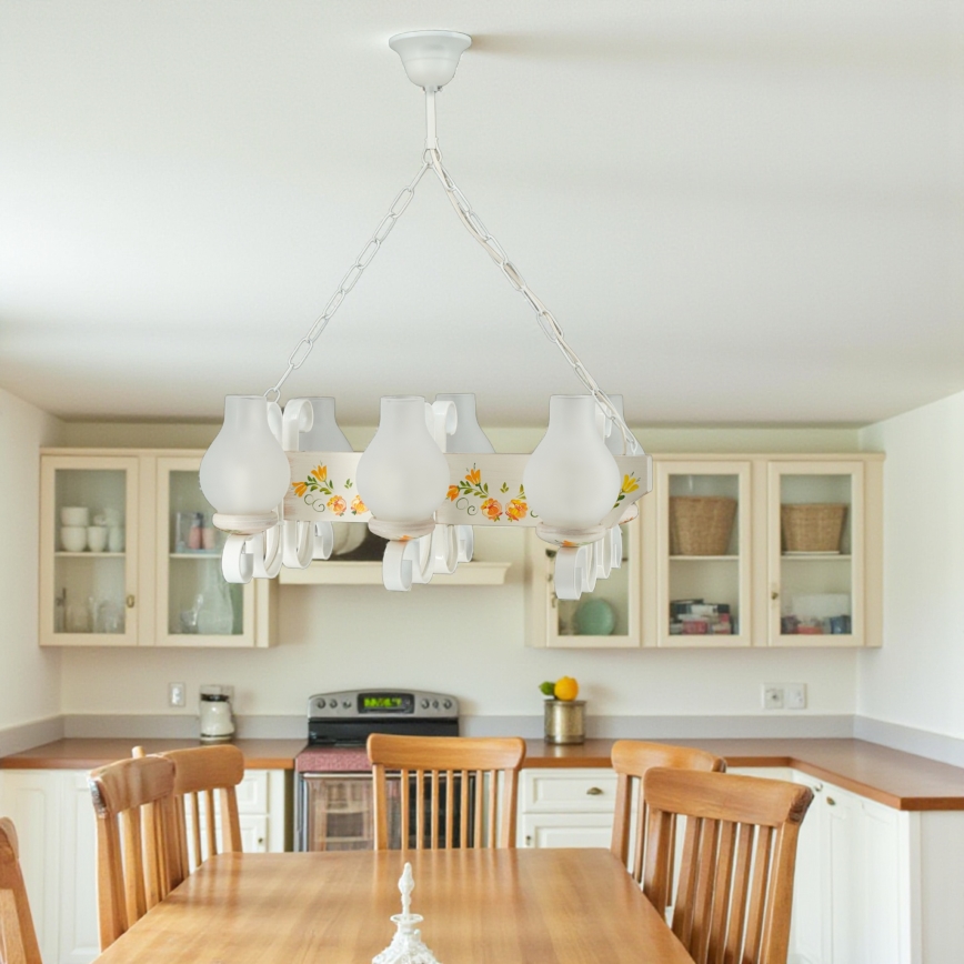 Brilagi - Ljuskrona med kedja QUEEN 6xE14/40W/230V bok/krämfärgad