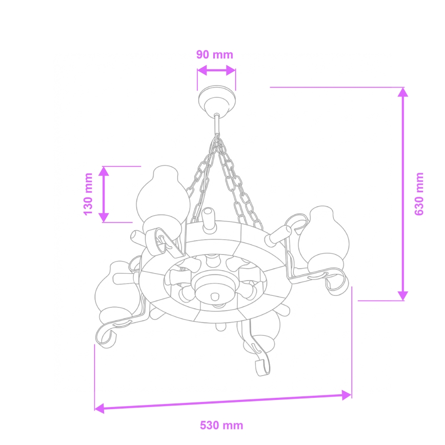 Brilagi - Ljuskrona med kedja TIMONA 4xE14/40W/230V diam. 50 cm bok