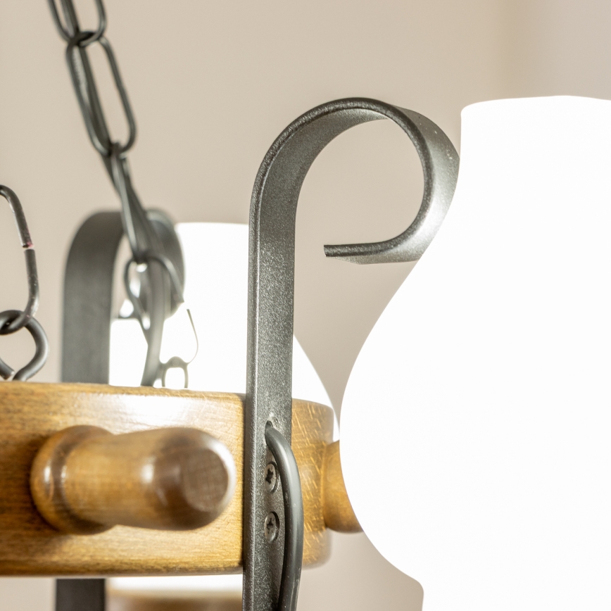 Brilagi - Ljuskrona med kedja TIMONA 4xE14/40W/230V Ø 50 cm bok/valnöt