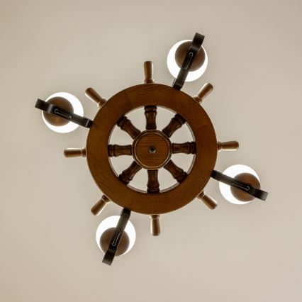 Brilagi - Ljuskrona med kedja TIMONA 4xE14/40W/230V Ø 50 cm bok/valnöt