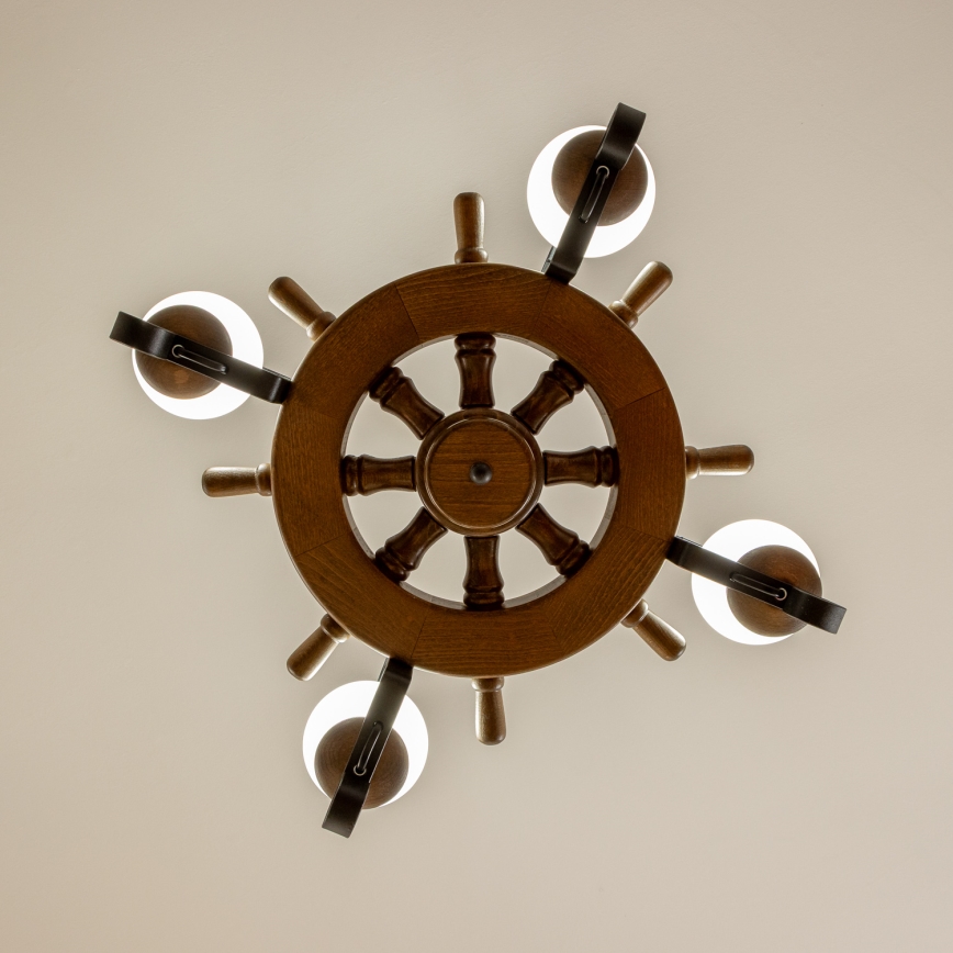 Brilagi - Ljuskrona med kedja TIMONA 4xE14/40W/230V Ø 50 cm bok/valnöt