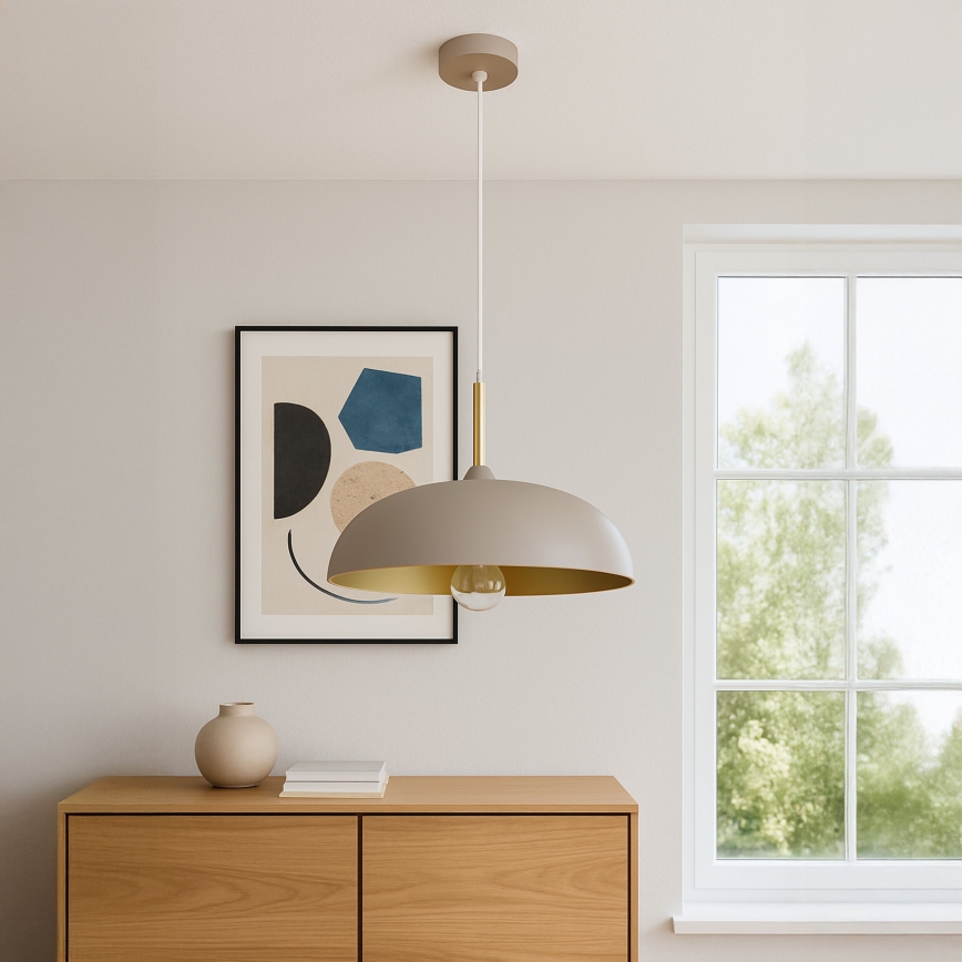 Brilagi - Ljuskrona med textilsladd ABRAHAM 1xE27/60W/230V diameter 45 cm beige