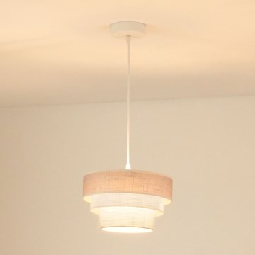 Brilagi - Ljuskrona med textilsladd ALASKA LUNETA 1xE27/15W/230V diameter 25 cm grå/grädde