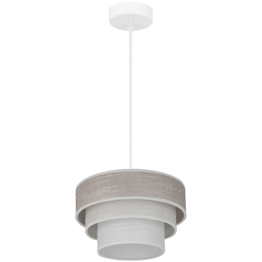 Brilagi - Ljuskrona med textilsladd ALASKA LUNETA 1xE27/15W/230V diameter 25 cm grå/grädde