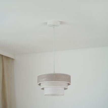 Brilagi - Ljuskrona med textilsladd ALASKA LUNETA 1xE27/15W/230V diameter 25 cm grå/grädde