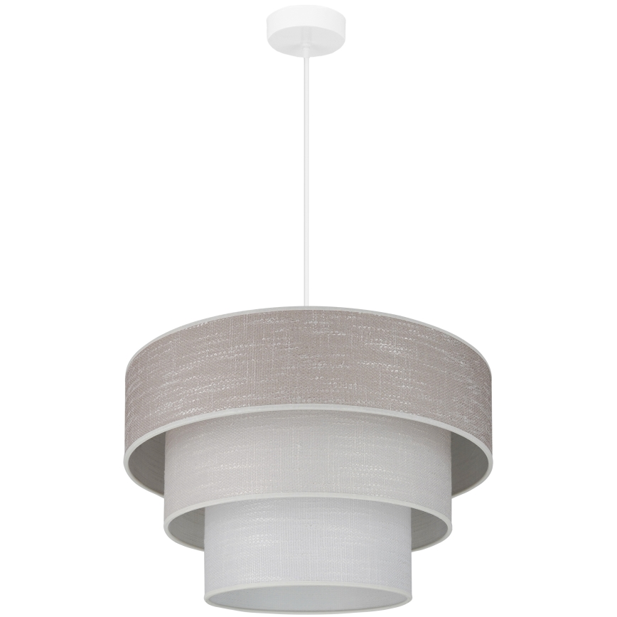 Brilagi - Ljuskrona med textilsladd ALASKA LUNETA 1xE27/15W/230V diameter 45 cm grå/grädde