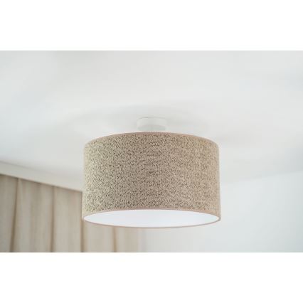 Brilagi - Ljuskrona med textilsladd BOUCLE ROLLER 1xE27/15W/230V diameter 45 cm brun