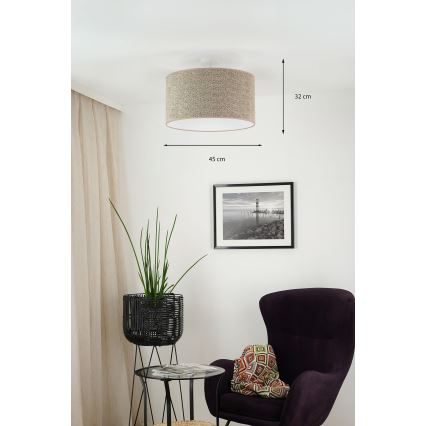 Brilagi - Ljuskrona med textilsladd BOUCLE ROLLER 1xE27/15W/230V diameter 45 cm brun