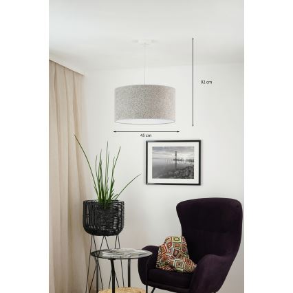 Brilagi - Ljuskrona med textilsladd BOUCLE ROLLER 1xE27/15W/230V diameter 45 cm grå