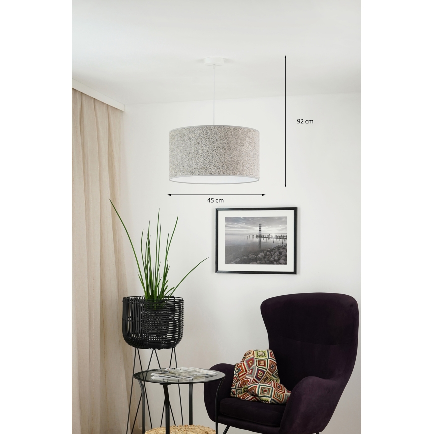 Brilagi - Ljuskrona med textilsladd BOUCLE ROLLER 1xE27/15W/230V diameter 45 cm grå