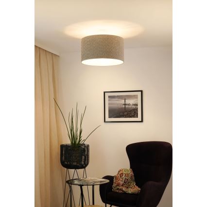 Brilagi - Ljuskrona med textilsladd BOUCLE ROLLER 1xE27/15W/230V diameter 45 cm grå