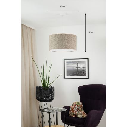 Brilagi - Ljuskrona med textilsladd BOUCLE ROLLER 1xE27/15W/230V diameter 50 cm brun
