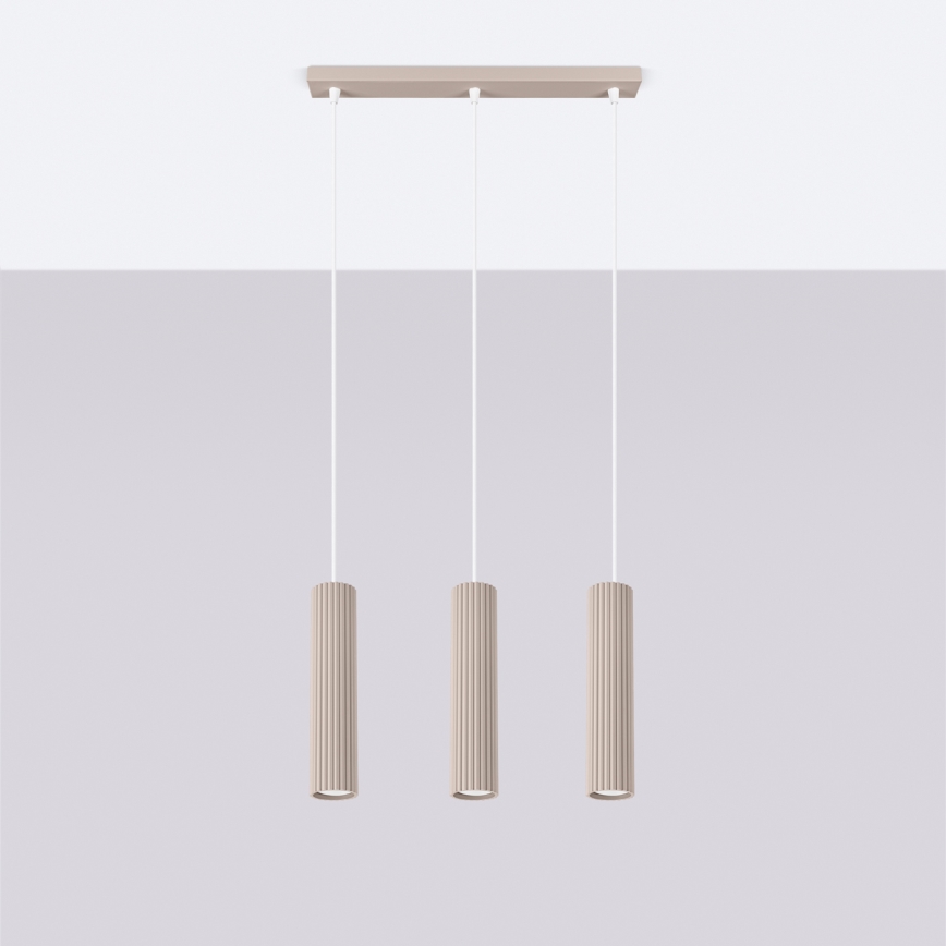 Brilagi - Ljuskrona med textilsladd CRESTO 3xGU10/10W/230V taupe