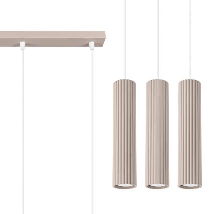 Brilagi - Ljuskrona med textilsladd CRESTO 3xGU10/10W/230V taupe