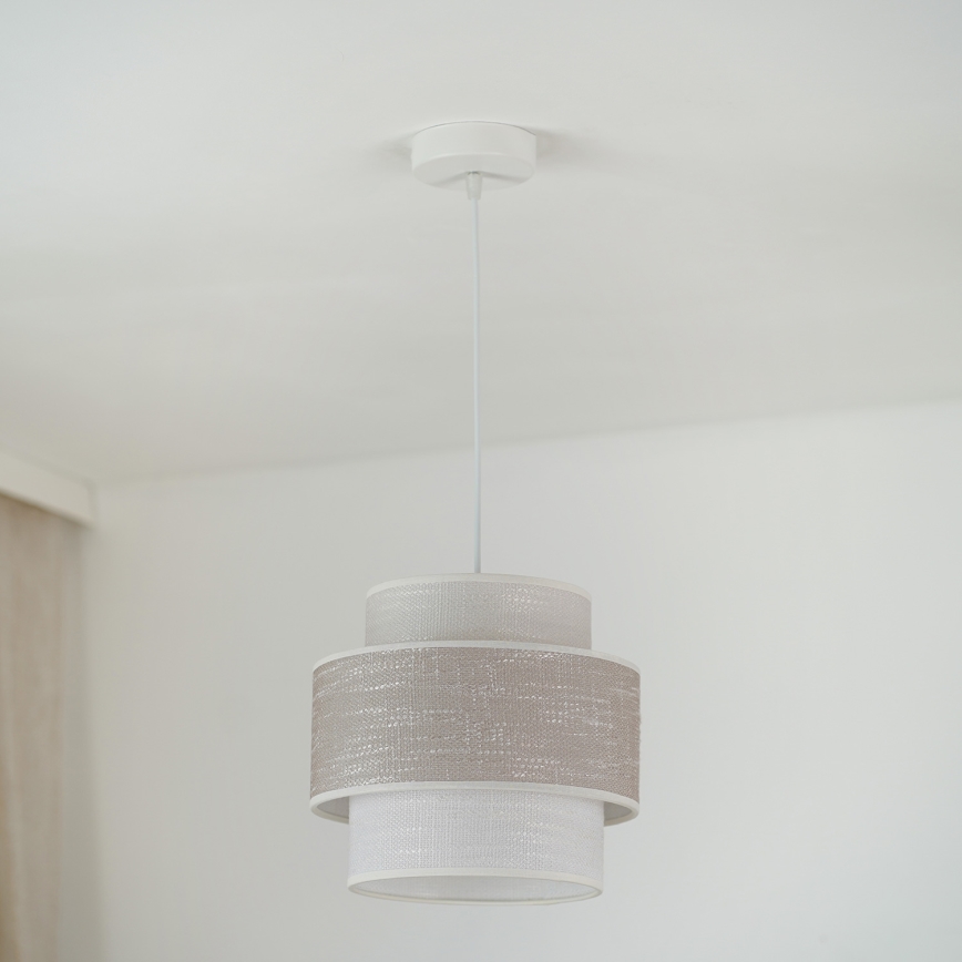 Brilagi - Ljuskrona med textilsladd DOVER SPACE 1xE27/15W/230V diameter 25 cm grå/grädde