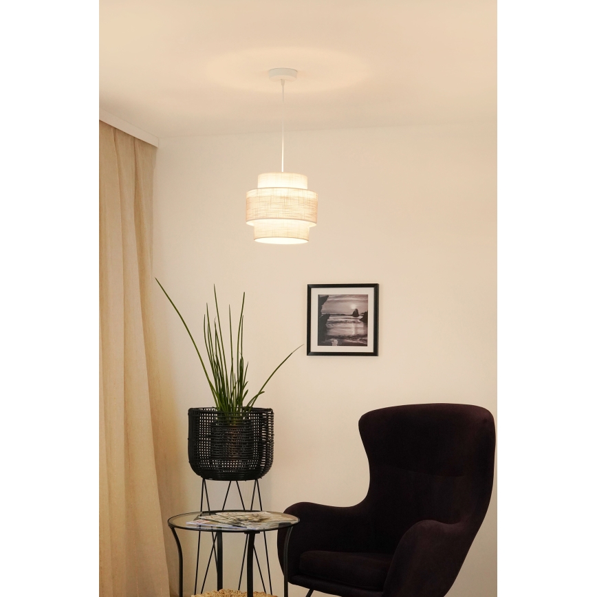 Brilagi - Ljuskrona med textilsladd DOVER SPACE 1xE27/15W/230V diameter 25 cm grå/grädde