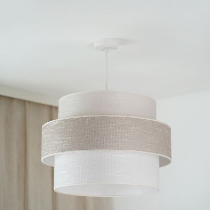 Brilagi - Ljuskrona med textilsladd DOVER SPACE 1xE27/15W/230V diameter 50 cm grå/grädde