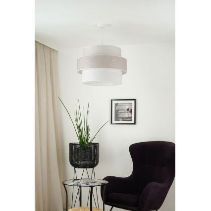 Brilagi - Ljuskrona med textilsladd DOVER SPACE 1xE27/15W/230V diameter 50 cm grå/grädde