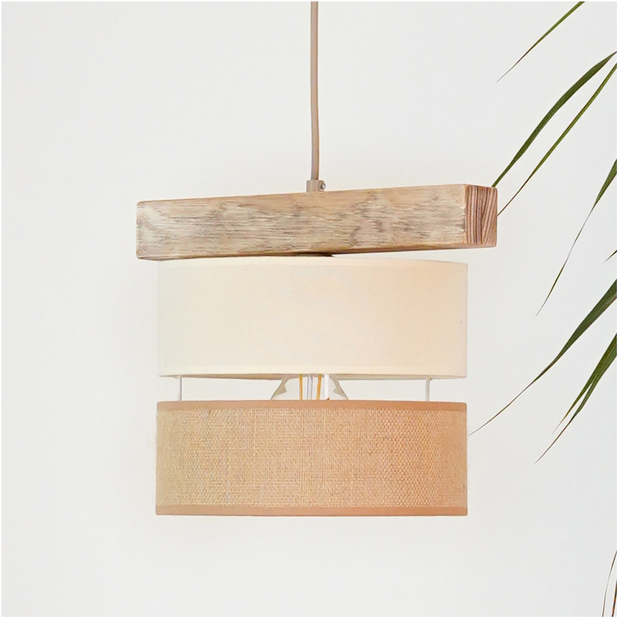 Brilagi - Ljuskrona med textilsladd FOREST 1xE27/15W/230V tall/beige/grädde