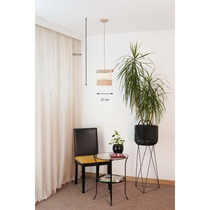 Brilagi - Ljuskrona med textilsladd FOREST 1xE27/15W/230V tall/beige/grädde