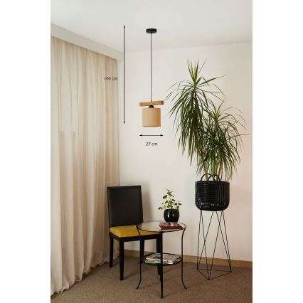 Brilagi - Ljuskrona med textilsladd FOREST 1xE27/15W/230V tall/brun/svart