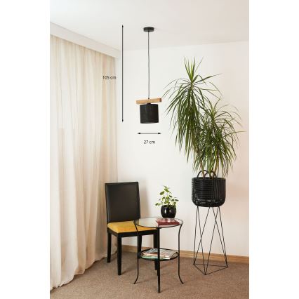 Brilagi - Ljuskrona med textilsladd FOREST 1xE27/15W/230V tall/svart