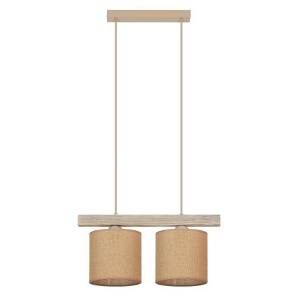 Brilagi - Ljuskrona med textilsladd FOREST 2xE27/15W/230V tall/brun