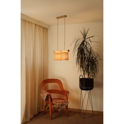 Brilagi - Ljuskrona med textilsladd FOREST 2xE27/15W/230V tall/brun