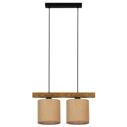 Brilagi - Ljuskrona med textilsladd FOREST 2xE27/15W/230V tall/brun/svart