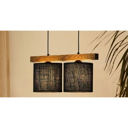 Brilagi - Ljuskrona med textilsladd FOREST 2xE27/15W/230V tall/svart